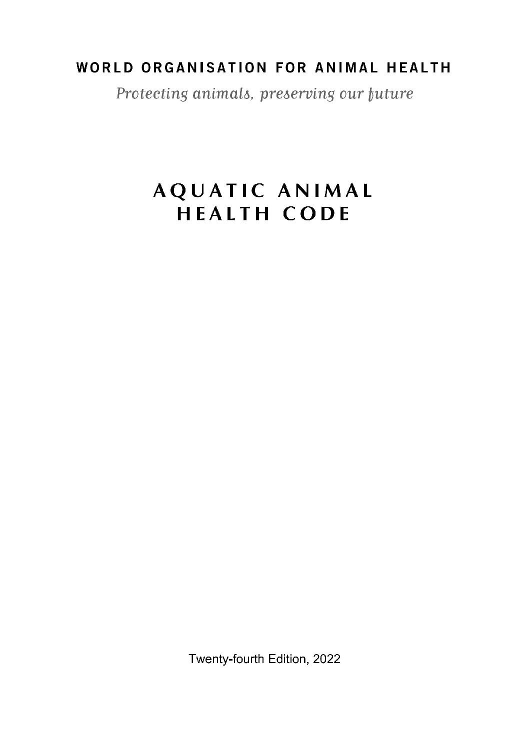 Aquatic Animal Health Code -WOAH